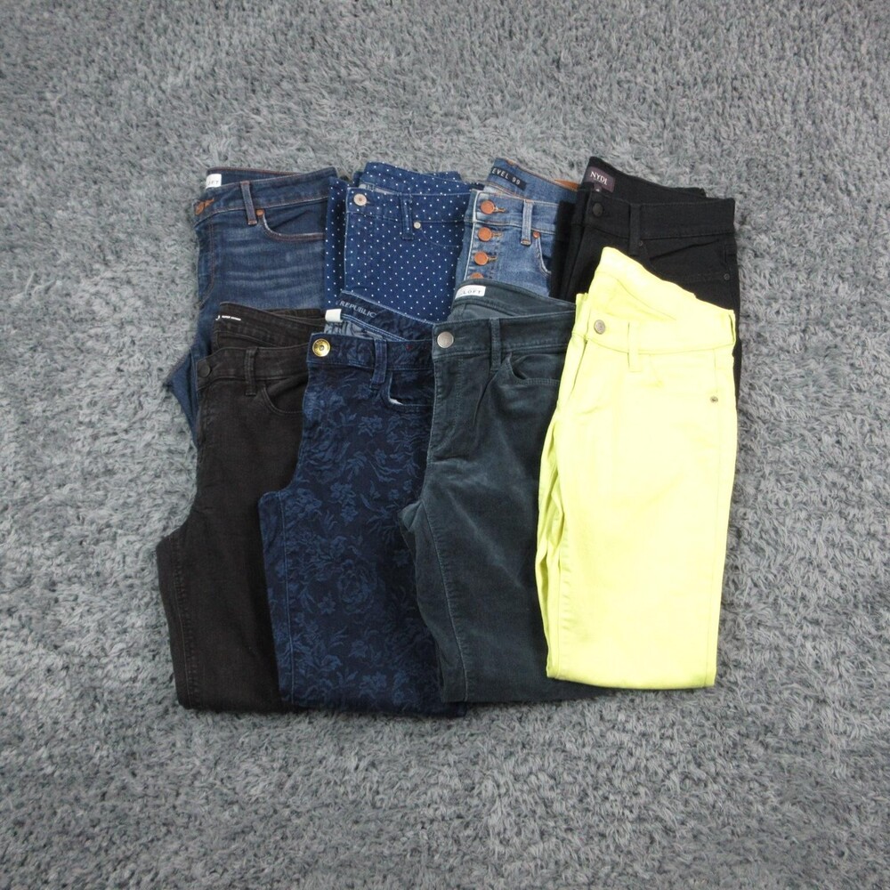 Mixed Brands Jeans Lot Womens 4/27 Skinny Slim Ankle 8 Pair Old Navy Loft